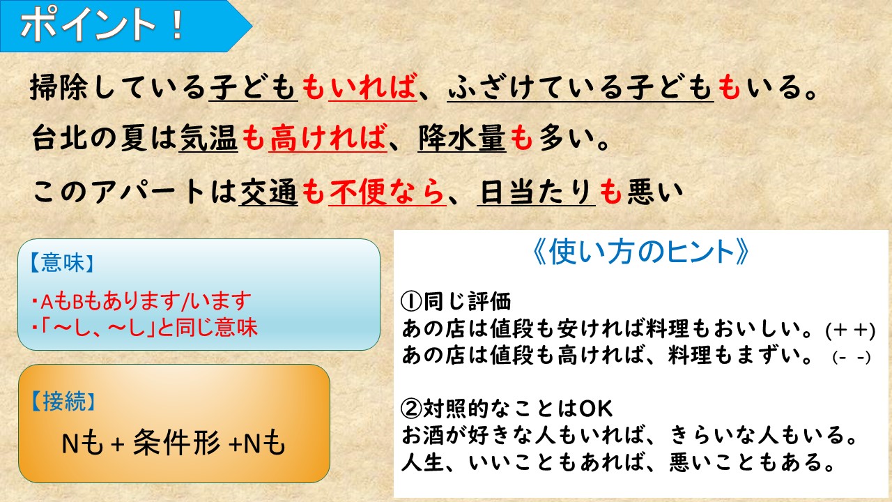 【JLPT N2】 文法解説・例文：「～も～ば～も」｜教材ダウンロード